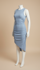 High-Stretch Mini Dress in Light Steel Blue