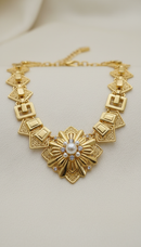 Heart Charm Choker Necklace with Metal Spikes