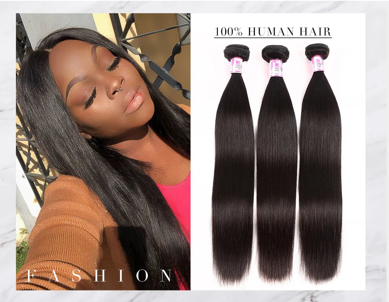 Brazilian Straight Hair Weaving Virgin Human Hair Weave Bundles Natural Color