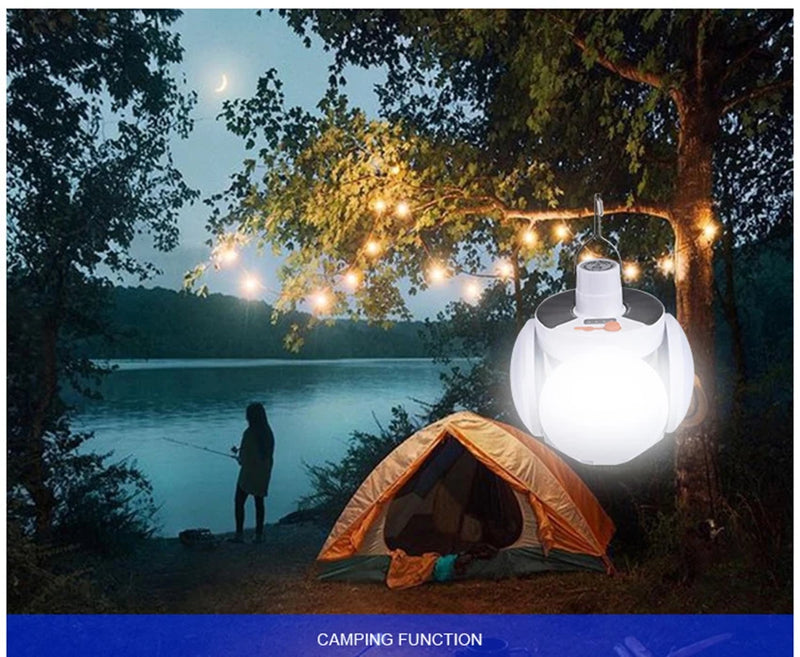 Solar Lanterns with Hook, Power Display, Portable LED Camping Lantern Solar USB Rechargeable, Dimmable, Emergency LED Light