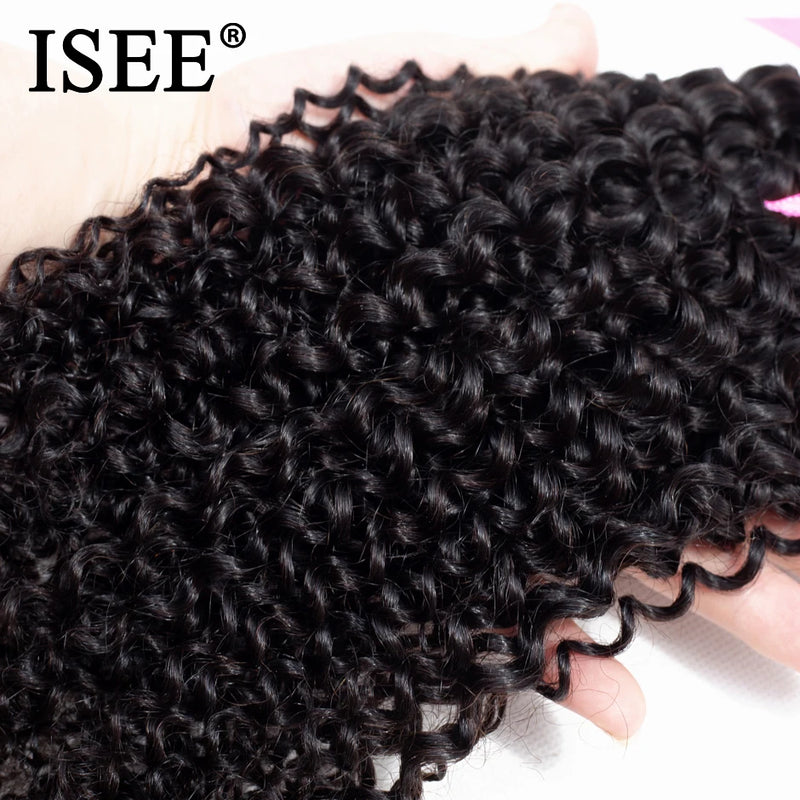 Mongolian Kinky Curly Hair Bundles 100% Human Hair Extensions Nature Color