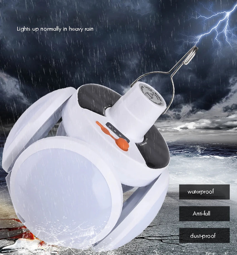 Solar Lanterns with Hook, Power Display, Portable LED Camping Lantern Solar USB Rechargeable, Dimmable, Emergency LED Light