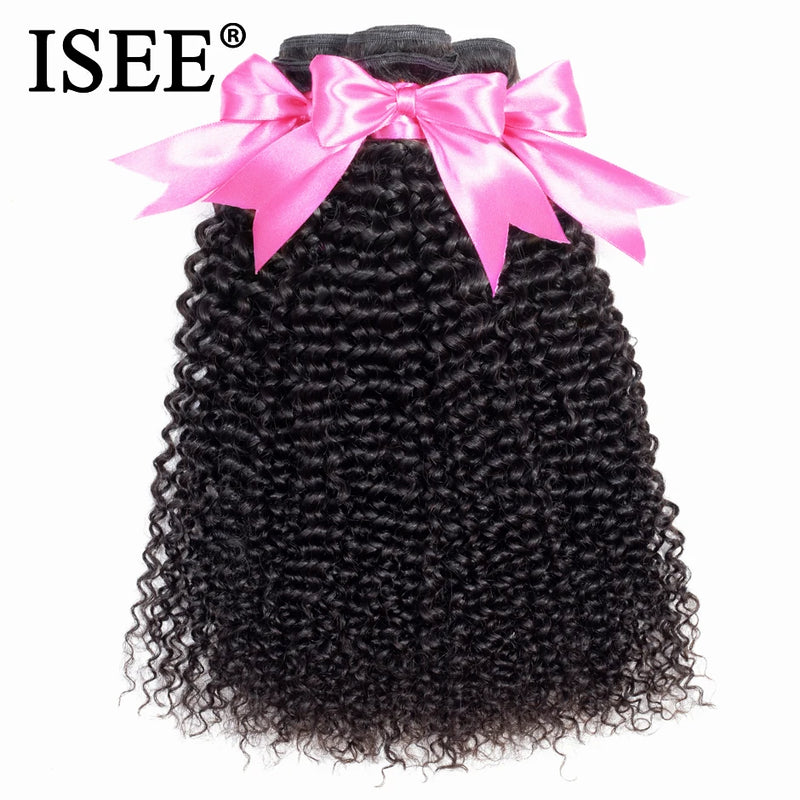 Mongolian Kinky Curly Hair Bundles 100% Human Hair Extensions Nature Color