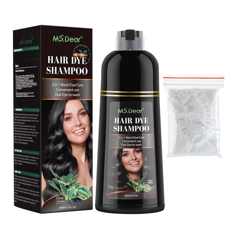 Shampoo preto orgânico natural para tintura de cabelo rápido