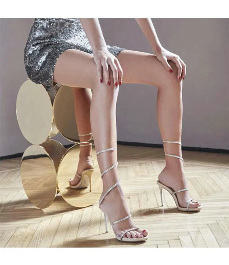 2024 New Front & Rear Strap High Heel Roman Sandals Women's