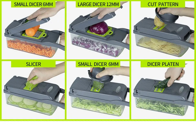 12 in 1 Multifunctional Vegetable Slicer Cutter Shredders Slicer With Basket Fruit