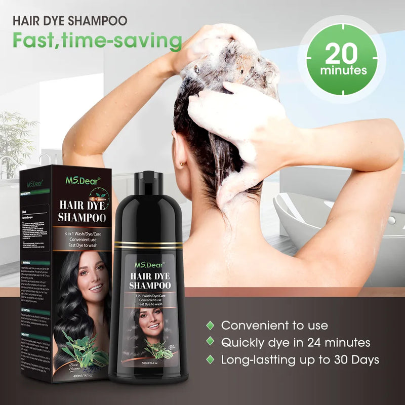 Shampoo preto orgânico natural para tintura de cabelo rápido