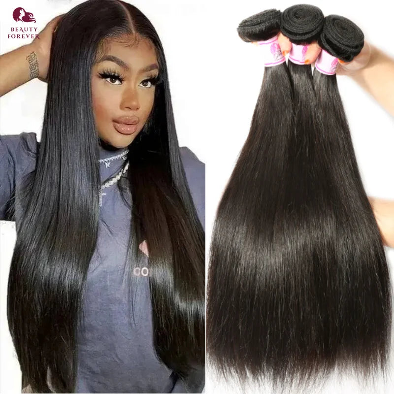 Brazilian Straight Hair Weaving Virgin Human Hair Weave Bundles Natural Color