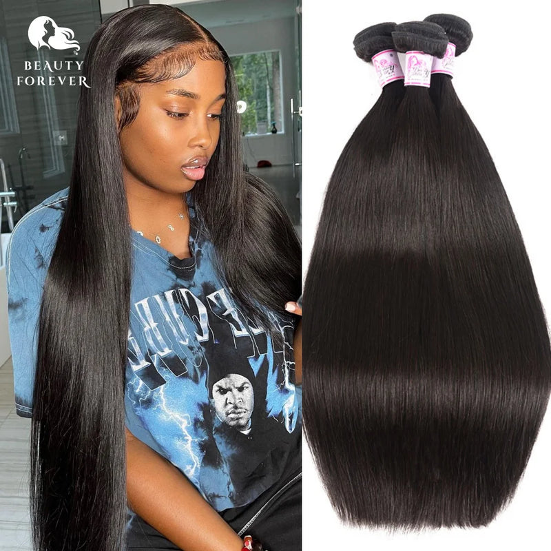 Brazilian Straight Hair Weaving Virgin Human Hair Weave Bundles Natural Color