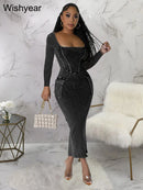 Elegant Birthday Party Dresses U-neck Long Sleeve