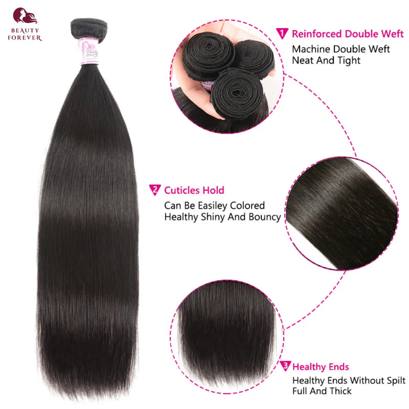 Brazilian Straight Hair Weaving Virgin Human Hair Weave Bundles Natural Color