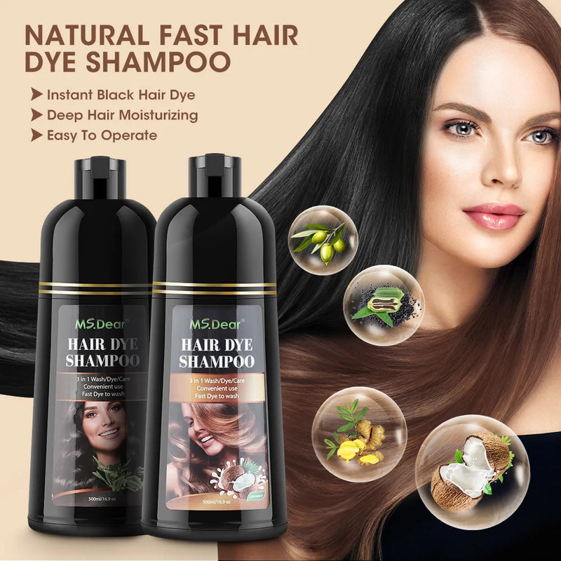 Champú negro orgánico natural para tinte de cabello rápido