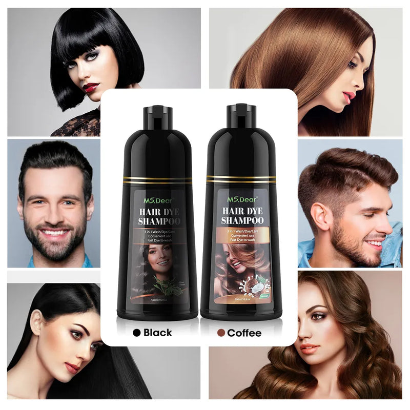 Shampoo preto orgânico natural para tintura de cabelo rápido