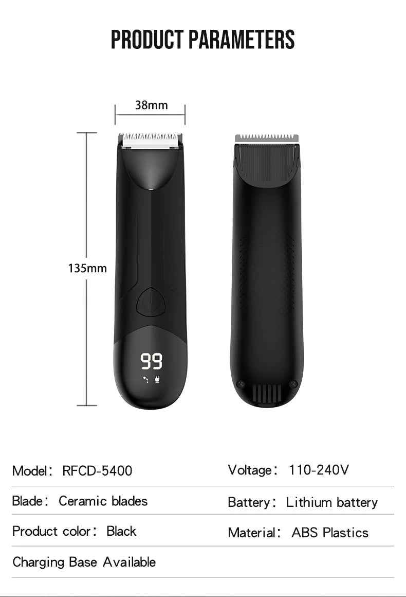 Electric Body Shaver Manscaper Pubic Hair Trimmer Grooming Clipper