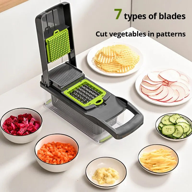 12 in 1 Multifunctional Vegetable Slicer Cutter Shredders Slicer With Basket Fruit