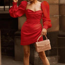 2024 Women New Solid Color Dating Short Dress Fashion