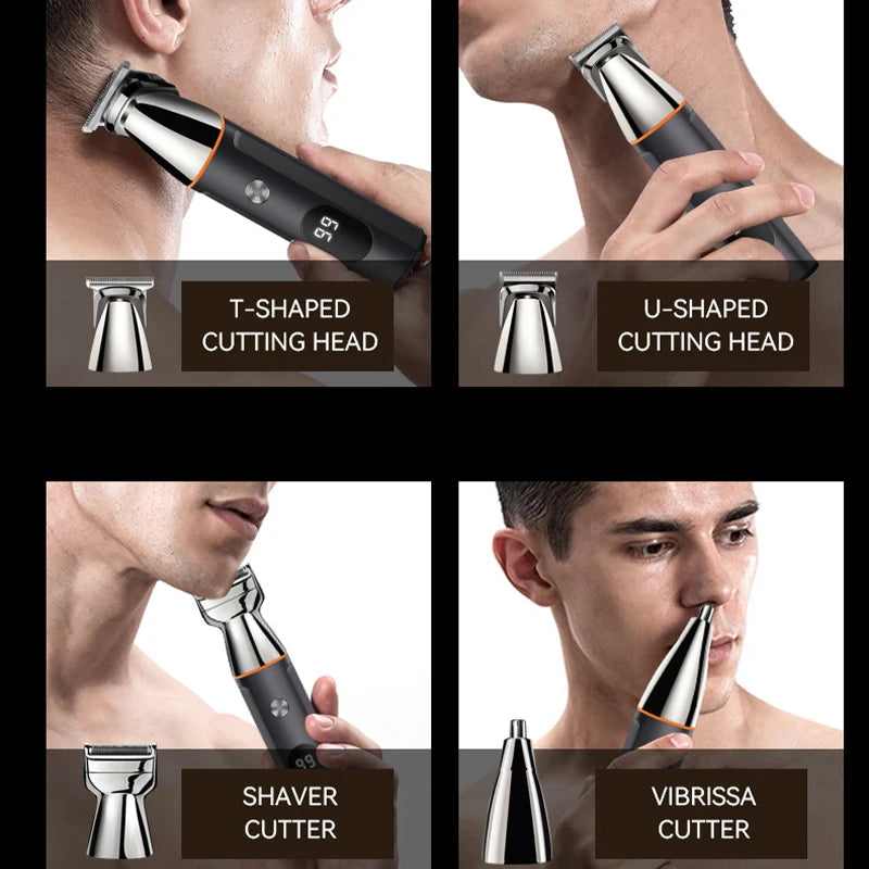 Manscaper Pubic Hair Trimmer 5 in 1 Professional Lcd Digital Display Men'S Hair Clipper